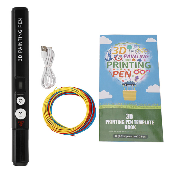 Smart High Temperature 3D Printing Pen Ergonomic LCD Screen 3D Printing Pen for PLA ABS Black