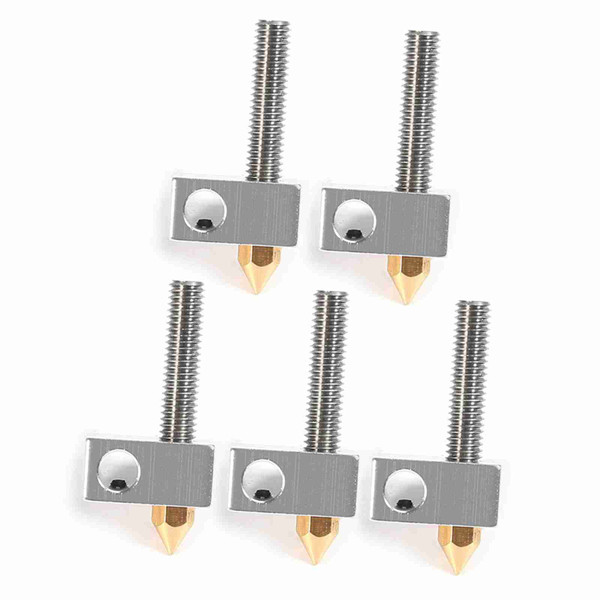5Pcs/Set 0.4mm Brass Nozzle Extruder Print Head + Heater Block Hotend + 1.75mm Throat Tubes Pipes for Anet A8 A6 Ender 3 3D Printer Accessories