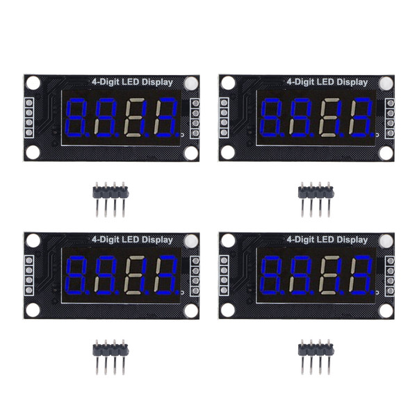 4 Sets Digital Tube Display Module LED 4 Digit 7 Segment 0.36in TM1637 Drive Chip Blue MRA110D