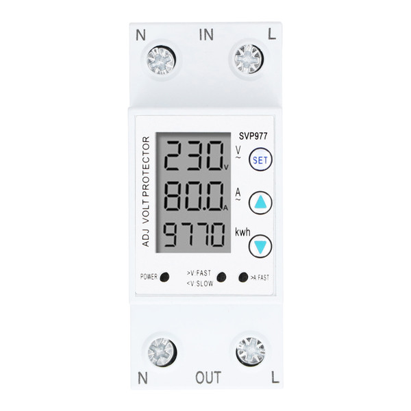 Voltage Protector Adjustable Current Power Monitoring Equipment with Backlight 230VAC 50/60Hz