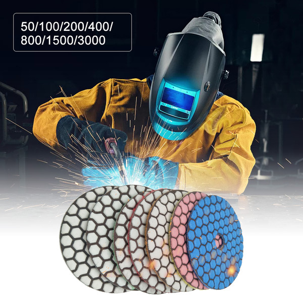 7PCS 4 Inch Set  Wet Dry Diamond Polishing Pads For Granite Concrete Marble
