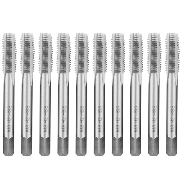 10pcs Metric Screw Thread Machine Tap HSS Straight Flute Tapping Tool M3 M8 M10 M12M8x1.25