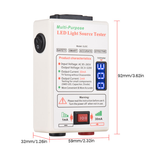 Voltage Test 1mA/30mA Convertible LED Backlight Tester Screen LED LCD TV Back Light Tester Meter Lamp Beads Light Board Test Strip Bead Diode Testing Repair Tool