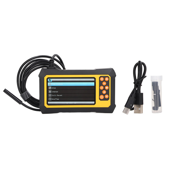 Endoscope 8mm Lens 4.3in LCD Screen Borescope Camera IP67 Waterproof for Inspection 5m / 16.4ft Yellow