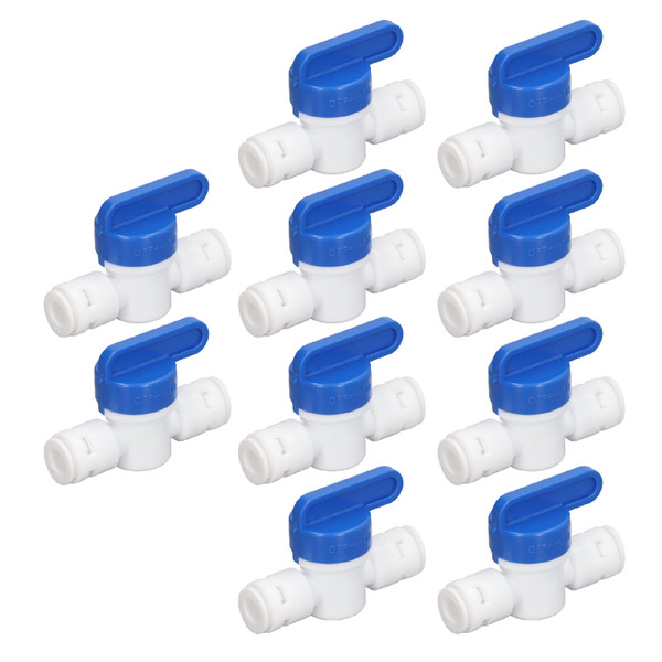 10 Pcs Inline Ball Valve Mini Water Tube Shut Off Switch Quick Connect Fitting Accessory for Water Purifier 1/4inch