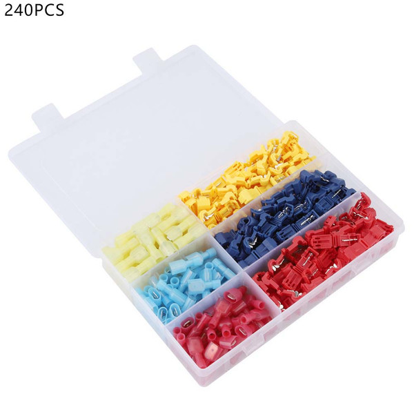 240pcs Set T Type Quick Splice Crimp Terminal Cable Wire Wiring Connector Accessories