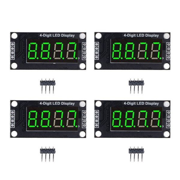 4 Sets Digital Tube Display Module LED 4 Digit 7 Segment 0.36in TM1637 Drive Chip Green MRA110E