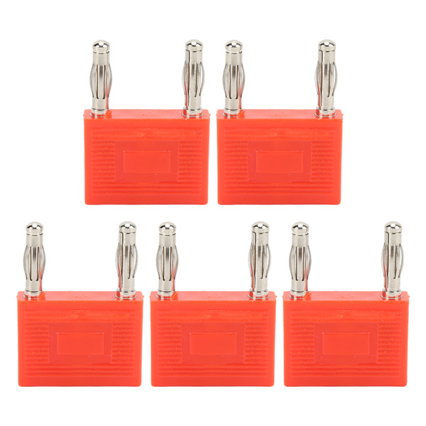 5PCS Double Row Banana Plug Connector Nickel Plated Copper 2 Way Dual Banana Plug for Speaker WiresRed