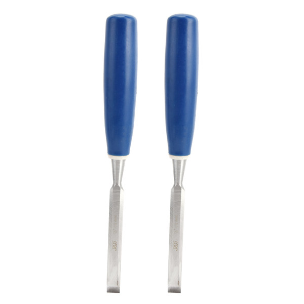 2pcs Wood Chisels High Hardness Wood Carving Chisel Set with Blue Handle for Woodworking Flat Chisel Slotting Chisel1/2in