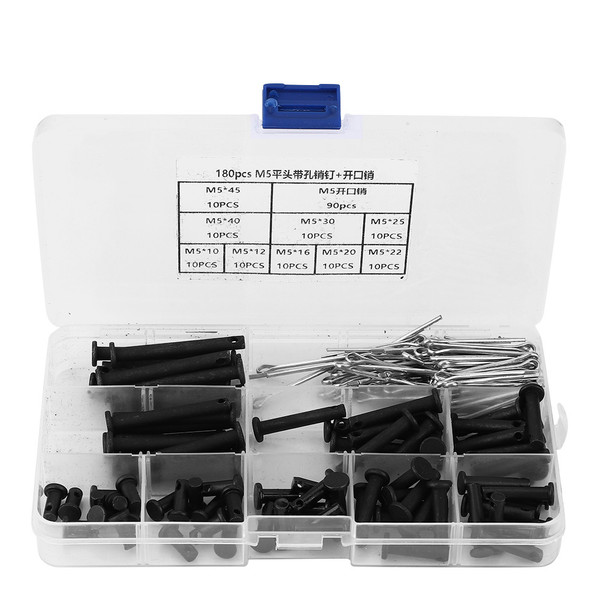 90Pcs Flat Head Dowel Pins 90Pcs M5 Cotter Pins with Storage Box Fastener Installation Accessories