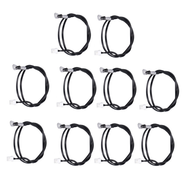 10Pcs NTC Thermistor Temperature Sensor Probe Round Lug Cold Pressed Terminal Connector 500mm50K B3950