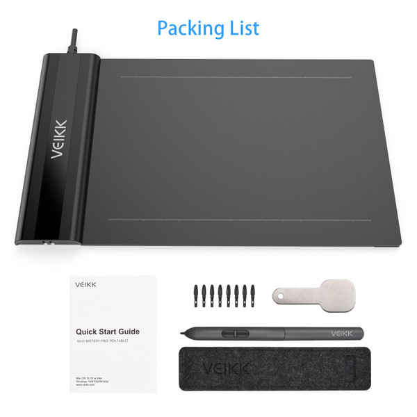 Graphics Drawing Tablet 6 X 4 Inch Active Area 8192 Levels Pressure Art Graphics Tablet with Stylus 8 Pen Nibs for Painting Designing