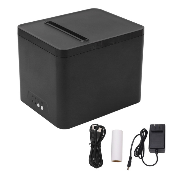 Thermal Receipt Printer 80mm Bluetooth USB for Label POS Ticket Supermarket Register Cash Box Interface 100‑240V US Plug