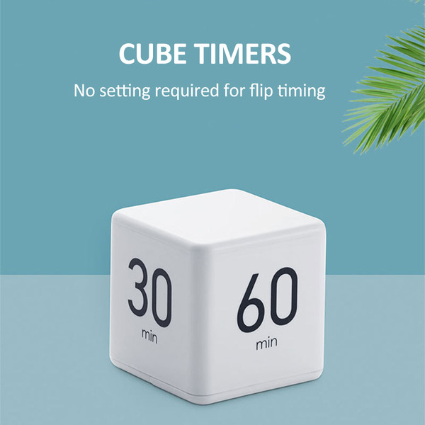 Cube Timers Time Management and Countdown Settings with Gravity Sensor Flip Timer 2.6 Inch Kids Timer 15-20-30-60 Minutes for Studying Cooking Reading Exercise