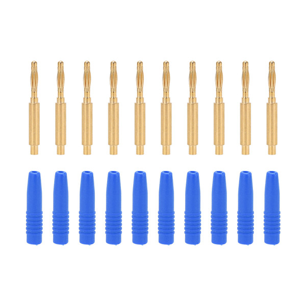 10pcs Banana Plugs Gold Plated 2mm Male Connector Insulated Metal Plugs with Housing for Testing EquipmentBlue