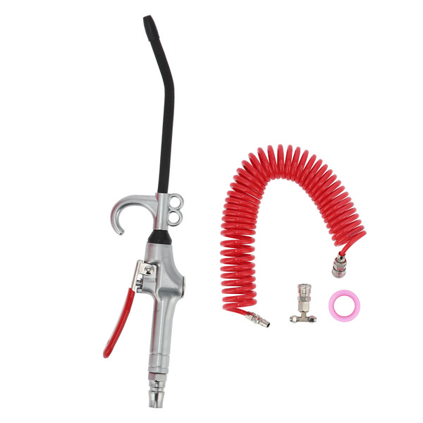 Dust Blow Gun Long Nozzle High Pressure Scrap Cleaning Tool with Air Hose Tee Connector