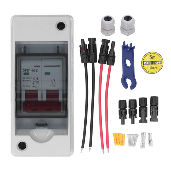 Solar PV Disconnect Switch with IP65 Waterproof Distribution Box Mini Circuit Breaker Combiner Box DC500V 20A