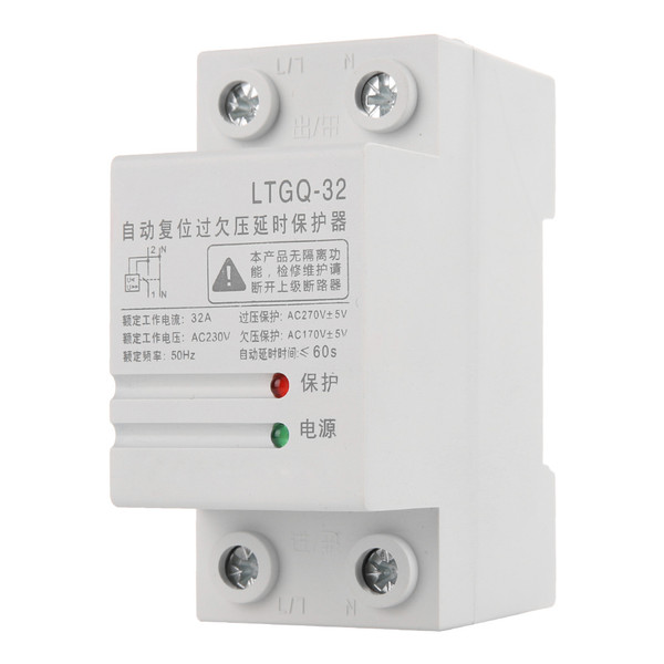 Adjustable Automatic Reconnect Over Voltage And Under Voltage Protection Relay 2P32A