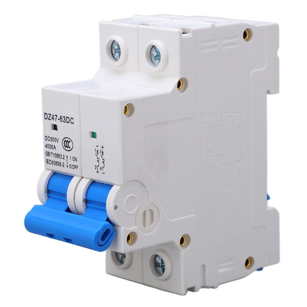 DC Miniature Circuit Breaker Upgraded 2P 500V Air for Solar PV System Panels Grid 63A