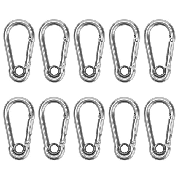 10Pcs Snap Hook Stainless Steel Safety Rope Spring Carabiner Hanging Buckle AccessoriesM6(6mm)