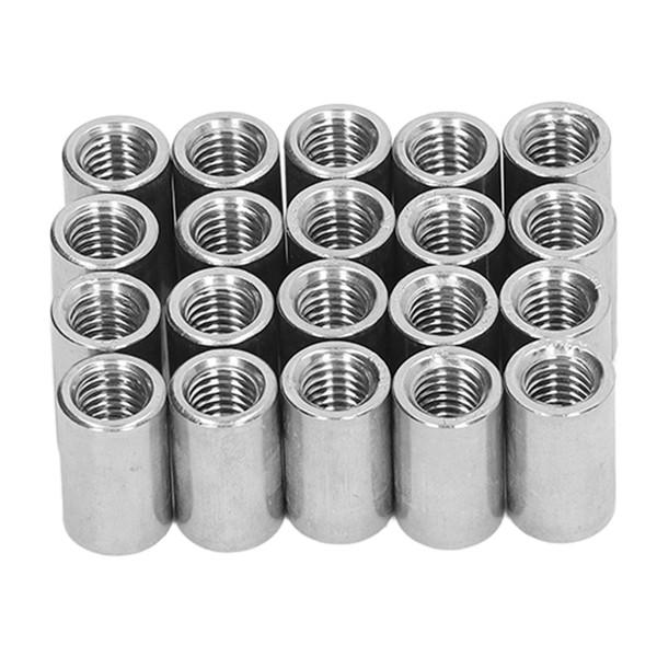 20Pcs Coupling Nut Stainless Steel M8 Round Rod Connector Nut Female Thread for Connection