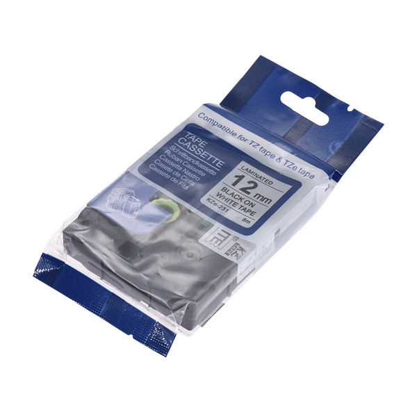 Laminated Label Tape Black on White Compatible for Brother P-touch Label Printer  PT-1010/PT-2100/PT-18R/PT-E200/PT-9500 12mm * 8m
