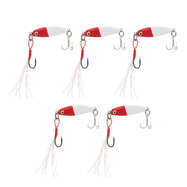 5Pcs 7g Fishing Lures VIB Metal Hard Baits Iron Fishing Tackle for Saltwater Freshwater Fishing Red and White