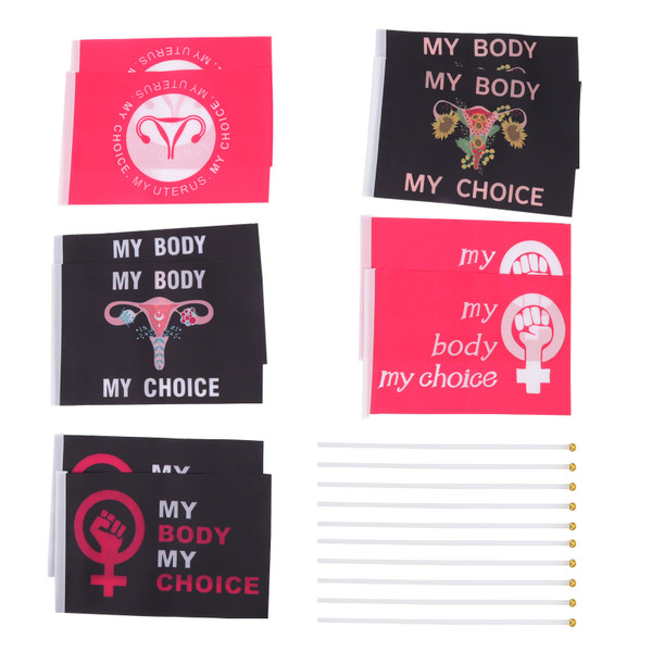 10Pcs Women Rights Flag Feminist Garden Flag Abortion Law Garden Banner for Outdoor Yard Decoration Type B