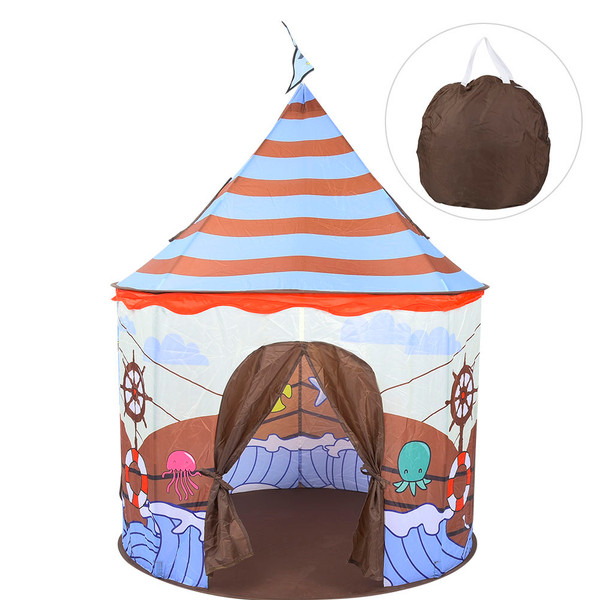 Folding Children Playhouse Game Tent Kids Playing Stage with Pirate Print Pattern