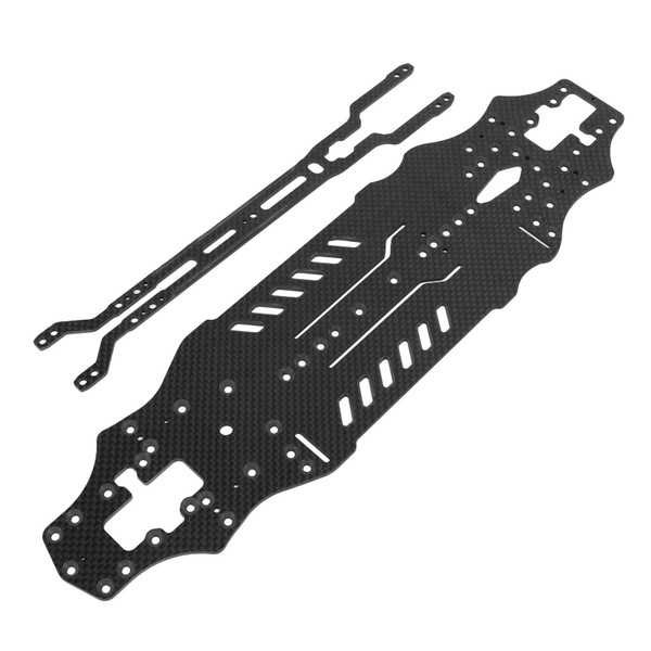 RC Car Bottom Chassis Plate for Xpress for XQ2S 1:10 RC RV Accuracy CNC High Flexibility Hollow Carbon Fiber RC Chassis Black