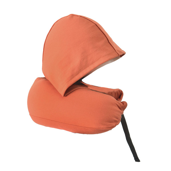 Hoodie Travel Pillow Hooded Neck Pillow Adjustable Ergonomic Travel Neck Pillow for Airplane Flight Headrest Sleep U Type Orange