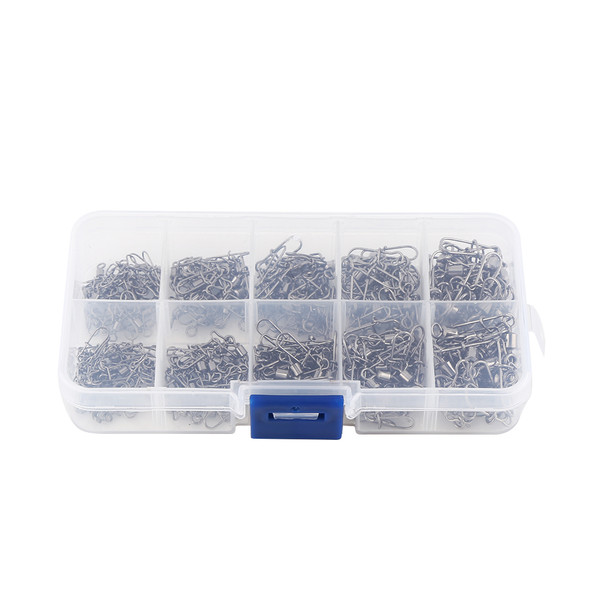 210pcs/box  High Strength Fishing Rolling Swivels with Snap Connectors Solid Fishing Tackle