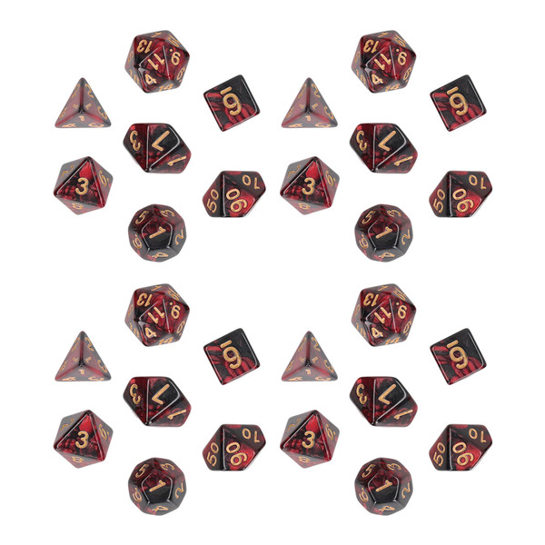 4 Set Plastic Polyhedral Dice Learning Polyhedral Dice Cubes with Clear Gold Numbers for Math Teaching Board Games Red