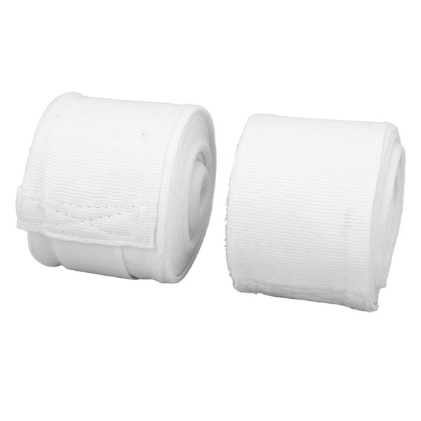 2pcs Boxing Handwraps Cotton 5m Quick Drying Semi Elastic Hook Loop Design Sports Hand Wraps for Kickboxing Muay Thai White