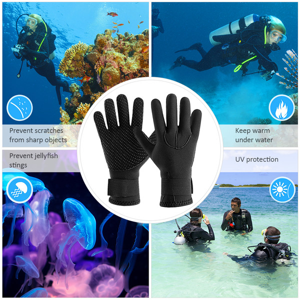 3MM Neoprene Wetsuit Gloves Warm Scuba Diving Gloves Winter Surfing Gloves Thermal Anti Slip Gloves for Spearfishing Swimming Rafting Kayaking Paddling