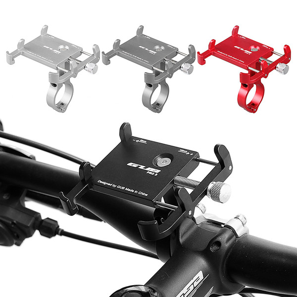 GUB Anti-slip Bicycle Adjustable Phone Holder Mount Aluminum Bike Handlebar Mobile Phone Holder Handlebar Clip Stand for 3.5-6.2inch Smart Mobile Phone