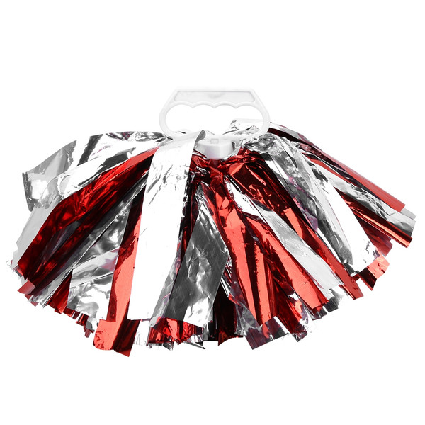 Cheerleadering Pom Poms Pompoms for Dance Party School Sports Competition (Silver+Red)