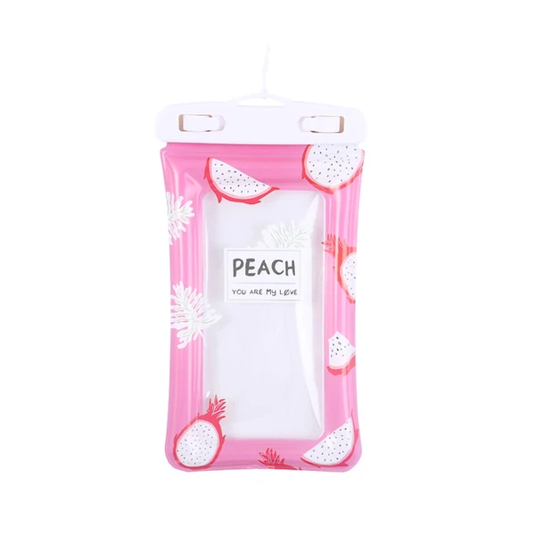 Floating Waterproof Phone Pouch Waterproof Phone Case Transparent Support Touch Screen for Water Sports SwimmingDragon Fruit