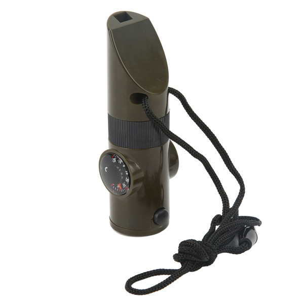 Survival Whistle 7 in 1 with LED Light Thermometer Compass Magnifier Functions Emergency Whistle for Camping
