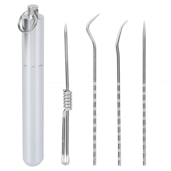 4Pcs/Set Outdoor Metal Pickteeth Tool Storage Box Portable Carrying Mouth Care Toothpick