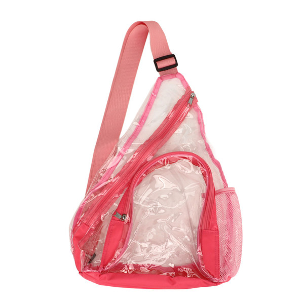 Clear Sling Bag PVC Transparent Chest Bag Comfortable Travel Cross Shoulder Backpack Pink