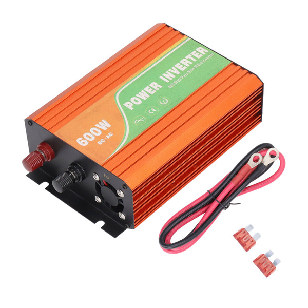 600W Pure Sine Wave Power Inverter Aluminum Alloy Housing High Frequency DC to AC  Power Converter for Car RVs