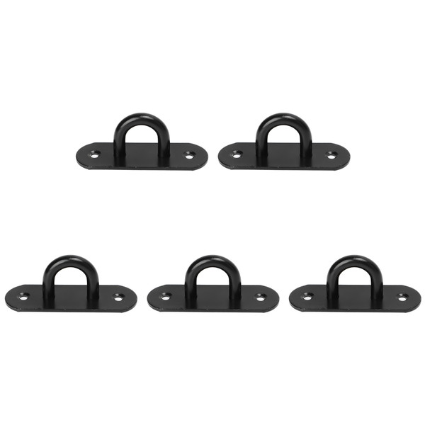5 PCS Stainless Steel Eye Plate Ceiling Hook Pad Eye Plate Reinforced Load Bearing Door Fixing Buckle Oval Black 9mm/0.35in