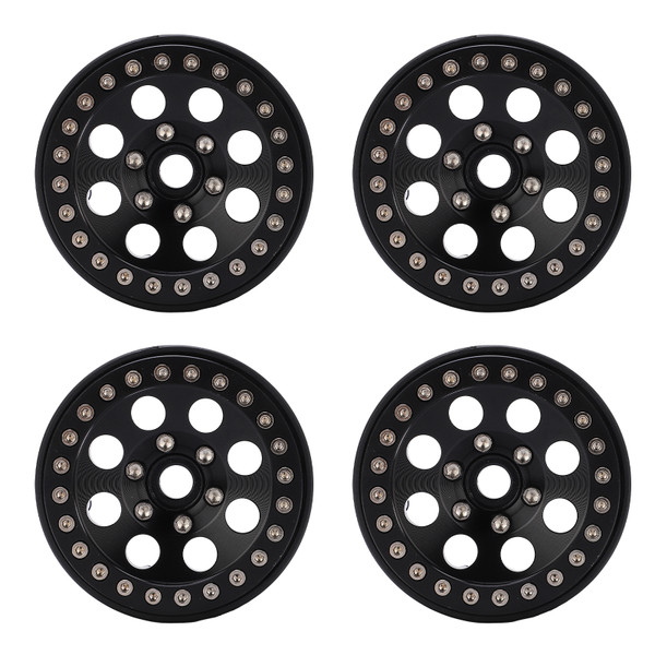 4pcs 1.9 Inch RC Metal Beadlock 8 Round Hole Wheel Rim Hubs for Axial SCX10 90046 RC 1/10 CarBlack