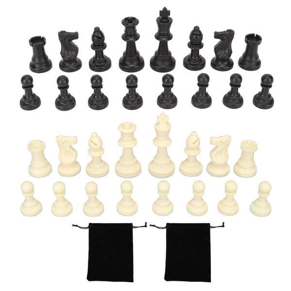 32PCS Plastic Chess Pieces Wear Resistant Anti Scratch Non Slip Chessmen Set for Family Gathering