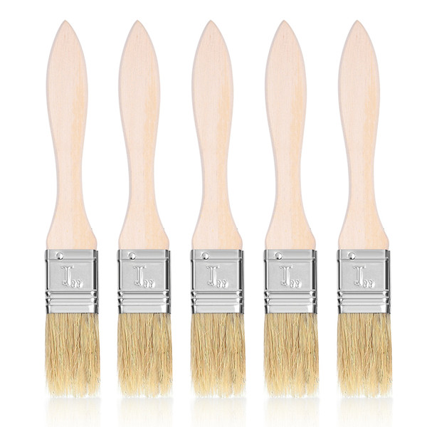5Pcs Outdoor Camping BBQ Barbecue Grill Basting Oil Brush Wooden Handle Accessory