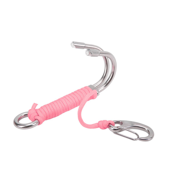 Drift Hook Scuba Diving Double Dual Stainless Steel Drift Hook with Line for Cave DivePink