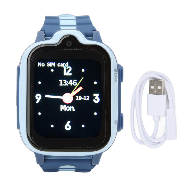 Kids Smart Watch 4G with Color Touchscreen GPS Positioning Waterproof Video Call Phone Smartwatch for Students Blue