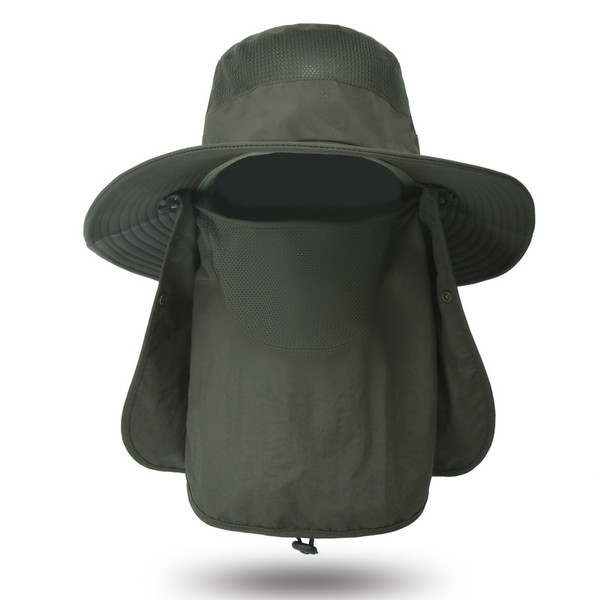 Men Bucket Hat Summer Outdoor Sun Protection Hat Breathable Quick Drying Cover Face Sun Hat for Fishing Hiking Camping OD Green