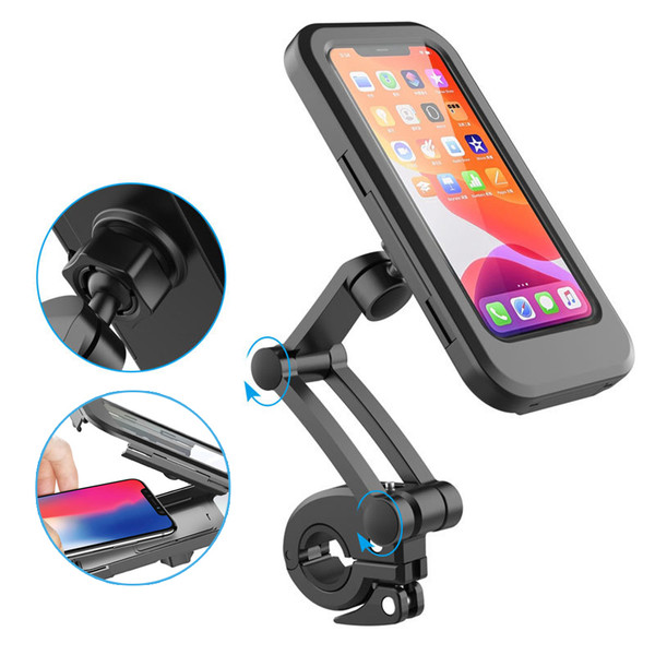 Bike Phone Holder Waterproof Touch Screen Motorcycle Bike Stand for Phone Up to 7inch Motorbike Cellphone Mount Bracket